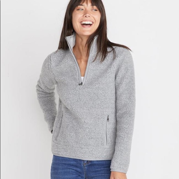 Marine Layer Lady Sherpa Corbet Pullover Gray - Picture 2 of 6